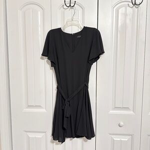 WHBM flutter sleeve godet dress in black